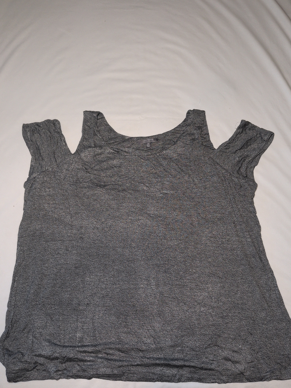 Lisa Rinna Collection Gray Cold-Shoulder Tank Top